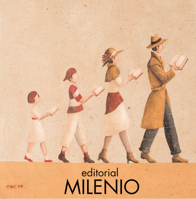 Dibujo de una familia leyendo, del mayor al menor, para todas las edades